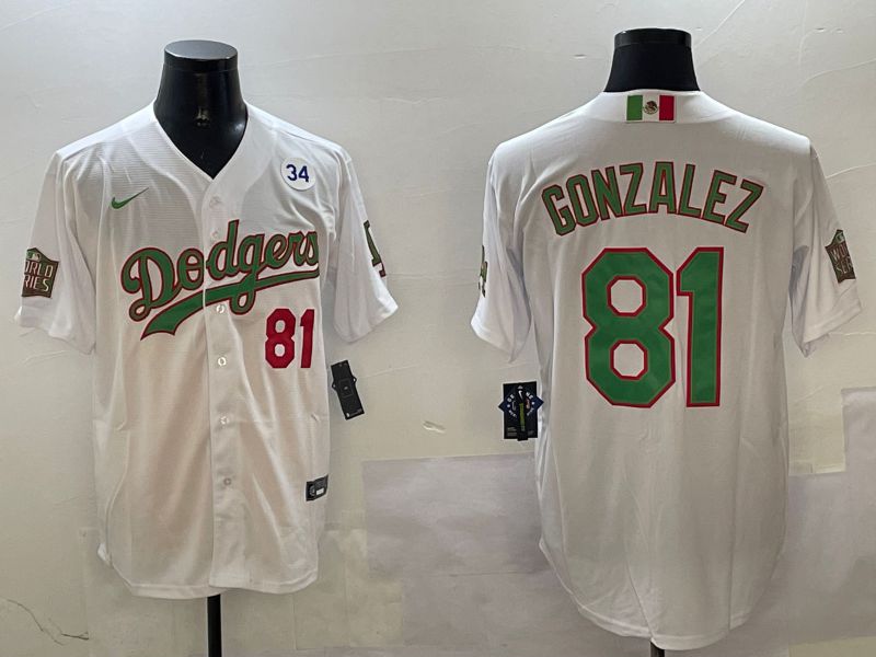 Men Los Angeles Dodgers 81 Gonzalez White Game Mexico 2025 Nike MLB Jersey style 5